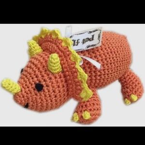 Organic hand knit Dinosaur Dog Toy